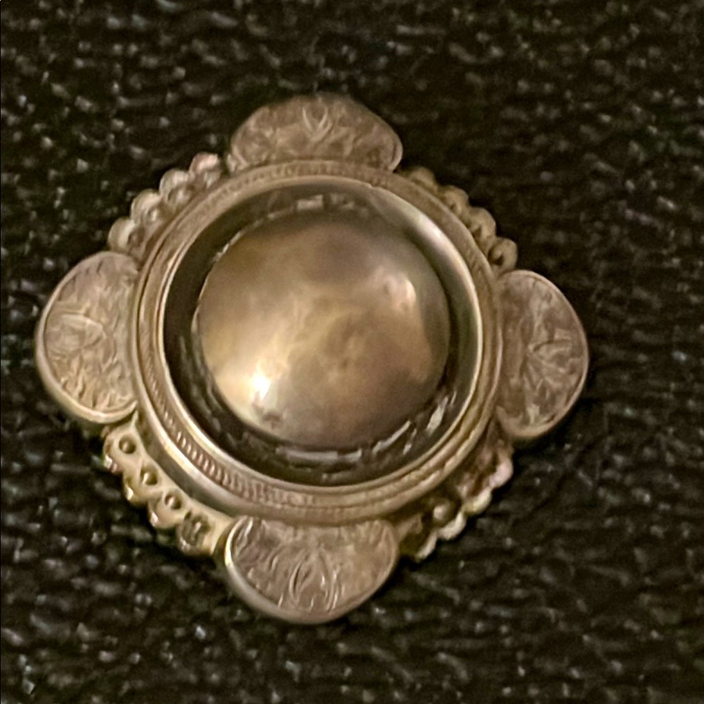 Victorian Sterling silver mourning, hair Brooch